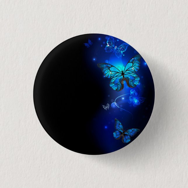 Macaron Rond 2,50 Cm Morpho Butterfly in the Dark Background (Devant)