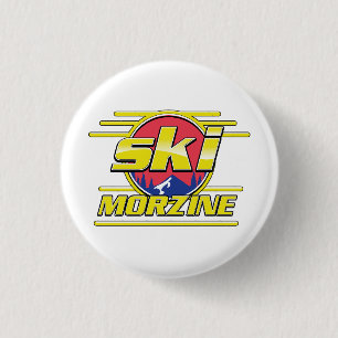 Macaron Rond 2,50 Cm Morzine France Ski logo 80s