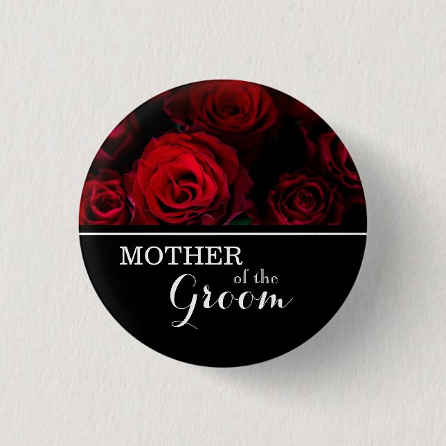 Macaron Rond 2,50 Cm "Mother of The Groom" Wedding Red Roses (Devant)