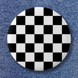 Macaron Rond 2,50 Cm Motif à carreaux simple noir et blanc
