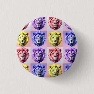 Macaron Rond 2,50 Cm Motif à carreaux tête de lion couleur pastel doux 