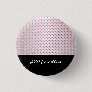 Macaron Rond 2,50 Cm Motif à pois rose et blanc argenté