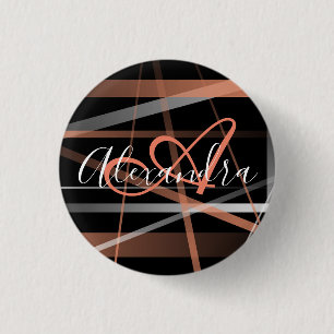 Macaron Rond 2,50 Cm Motif Abstrait de Rayures Modernes Monogramme Cora