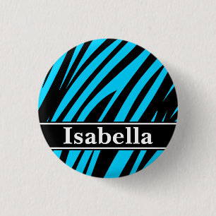 Macaron Rond 2,50 Cm Motif Blue Black Stripes