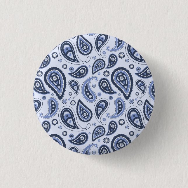 Macaron Rond 2,50 Cm Motif Blue Paisley (Devant)