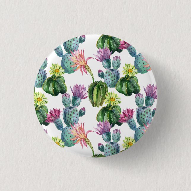 Macaron Rond 2,50 Cm Motif d'art Cacti (Devant)