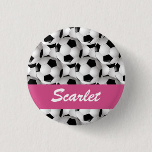 Macaron Rond 2,50 Cm Motif de balle de football personnalisé rose