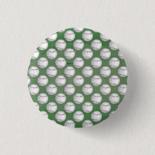 Macaron Rond 2,50 Cm Motif de baseball sur Green