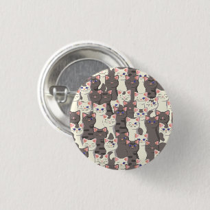 Macaron Rond 2,50 Cm Motif de chats blancs et gris