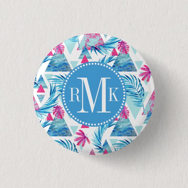 Macaron Rond 2,50 Cm Motif de feuilles tropicales Abstraites (Devant)