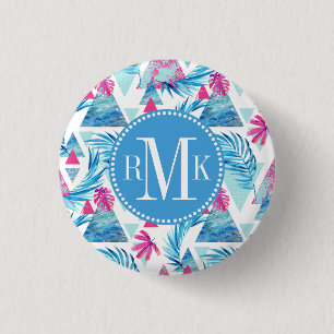 Macaron Rond 2,50 Cm Motif de feuilles tropicales Abstraites