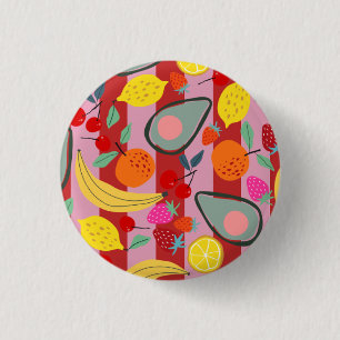 Macaron Rond 2,50 Cm Motif de fruits à rayures rouges et roses