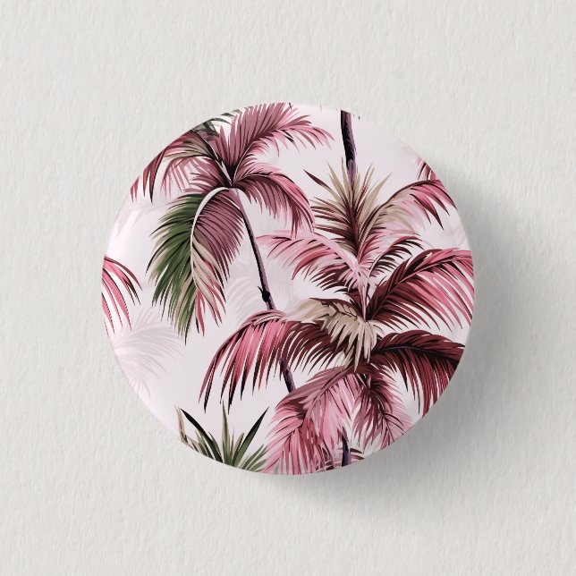 Macaron Rond 2,50 Cm Motif de palme Ethereales rosé (Devant)