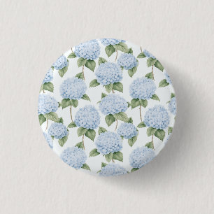 Macaron Rond 2,50 Cm Motif d'hortensia bleu aquarelle florale botanique