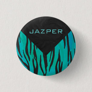 Macaron Rond 2,50 Cm Motif d'impression Turquoise et noir de tigre de m