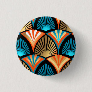 Macaron Rond 2,50 Cm Motif d'or feuille en palmier géométrique Art Déco