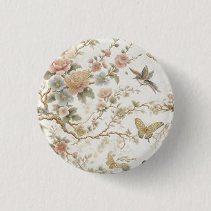 Macaron Rond 2,50 Cm Motif floral chinois vintage avec colibri