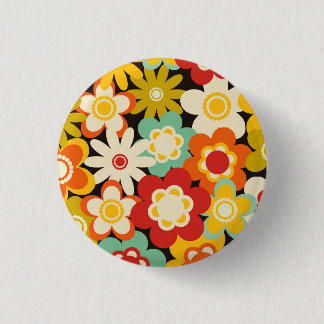 Macaron Rond 2,50 Cm Motif floral mignon rétro coloré vif