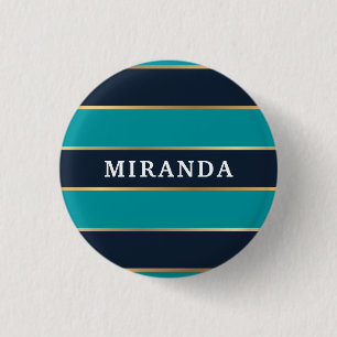 Macaron Rond 2,50 Cm Motif Gras bleu marine Gold Stripe