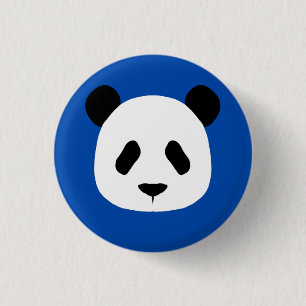 Macaron Rond 2,50 Cm Motif Panda minimaliste - Bleu Cobalt