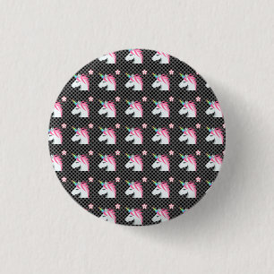 Macaron Rond 2,50 Cm Motif Pois de l'Emoji aux fleurs de Cute Unicorns