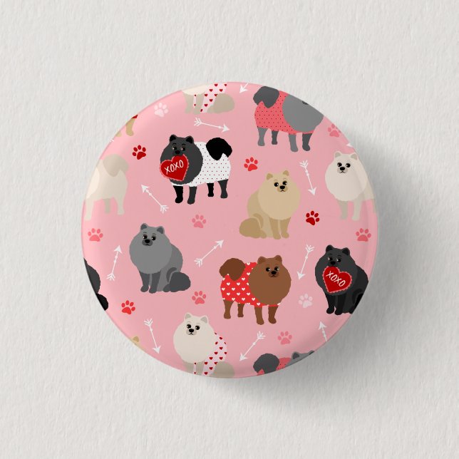 Macaron Rond 2,50 Cm Motif Pomeranian Valentine (Devant)