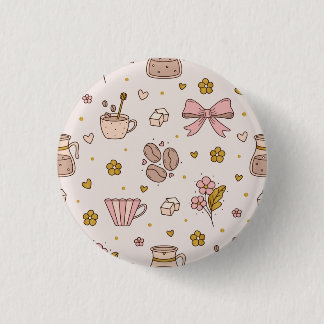 Macaron Rond 2,50 Cm Motif sans couture de café boho