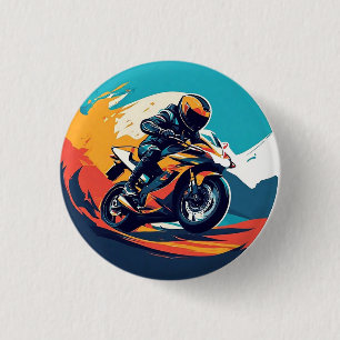 Macaron Rond 2,50 Cm Motocycliste en course