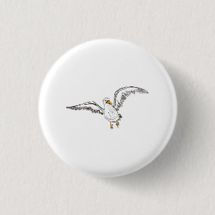 Macaron Rond 2,50 Cm Mouette blanche oiseau