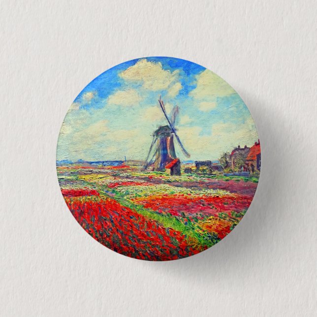 Macaron Rond 2,50 Cm Moulin à vin Monet Tulips (Devant)