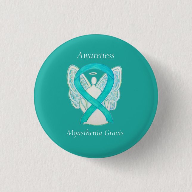 Macaron Rond 2,50 Cm Myasthenia Gravis Sensibilisation Angel Ruban Art  (Devant)