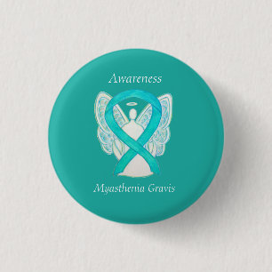 Macaron Rond 2,50 Cm Myasthenia Gravis Sensibilisation Angel Ruban Art