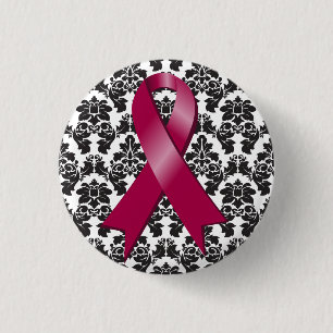 Macaron Rond 2,50 Cm Myélome multiple Damask Burgundy Ruban