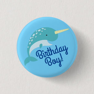 Macaron Rond 2,50 Cm Narwhals Ocean Cute 1er Anniversaire Thème de fête