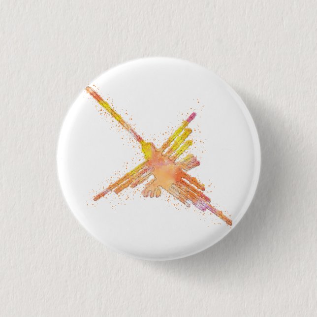 Macaron Rond 2,50 Cm Nazca Lines Hummingbird Aquarelle Imprimer (Devant)