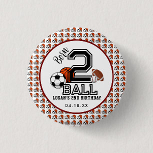 Macaron Rond 2,50 Cm Né 2 Ball Sports Thème Boy's 2nd Birthday Party