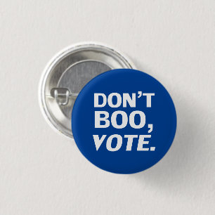 Macaron Rond 2,50 Cm Ne huez pas le vote typographie blanche bleue Hall