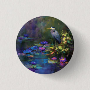 Macaron Rond 2,50 Cm Nénuphar enchanté de l'étang Nature Aquarelle