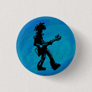 Macaron Rond 2,50 Cm New York Boogie Nights Guitare Bleu