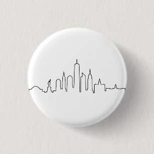 Macaron Rond 2,50 Cm NEW YORK NYC Manhattan USA City Skyline Silhouette
