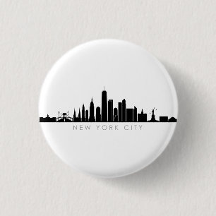 Macaron Rond 2,50 Cm NEW YORK NYC Manhatten USA City Skyline Silhouette