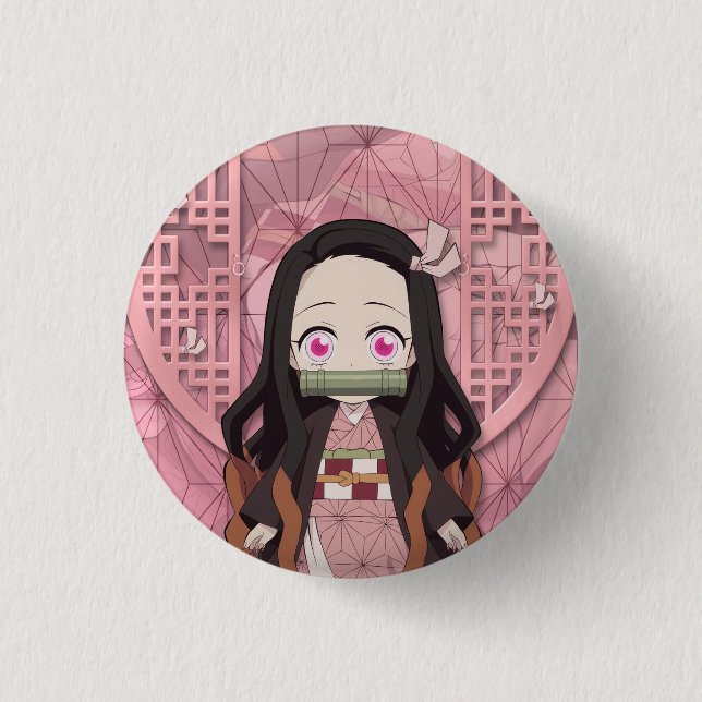 Macaron Rond 2,50 Cm Nezuko Kamado Chibi (Devant)