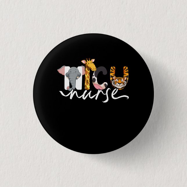 Macaron Rond 2,50 Cm Nicu Nurse Cute Safari Bébé Animaux Nourrir Appréc (Devant)