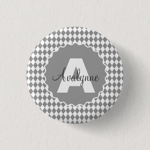 Macaron Rond 2,50 Cm Niveaux de gris du tableau de bord avec nom de mon