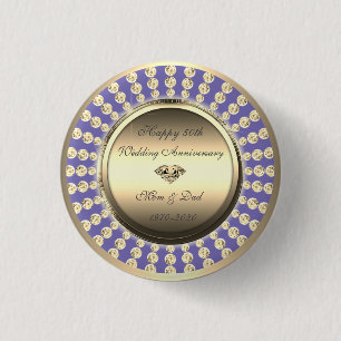 Macaron Rond 2,50 Cm Noces d'or Diamants Violet 50ème Anniversaire de M