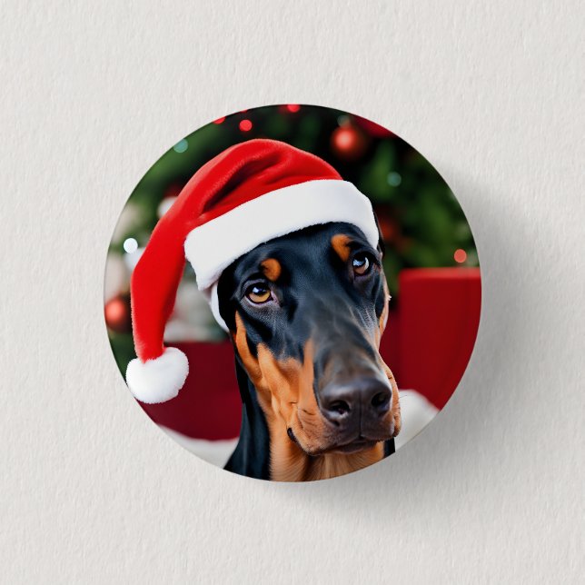 Macaron Rond 2,50 Cm Noël Doberman (Devant)