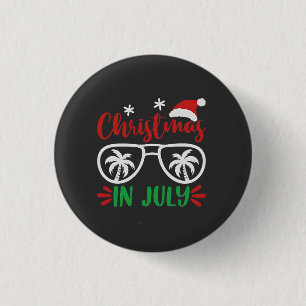 Macaron Rond 2,50 Cm Noël en Juillet Funny Noël Père Noël Vacances été