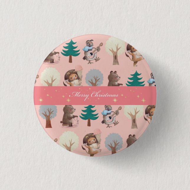 Macaron Rond 2,50 Cm Noël mignon (Devant)