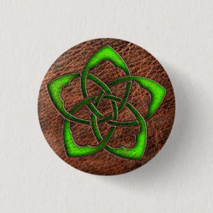 Macaron Rond 2,50 Cm Noeud de fleur céleste vert en cuir