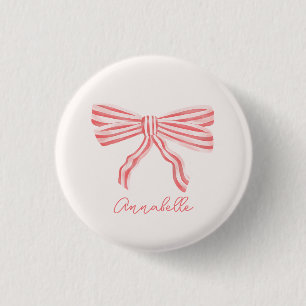 Macaron Rond 2,50 Cm Nœud rayé rose Coquette
